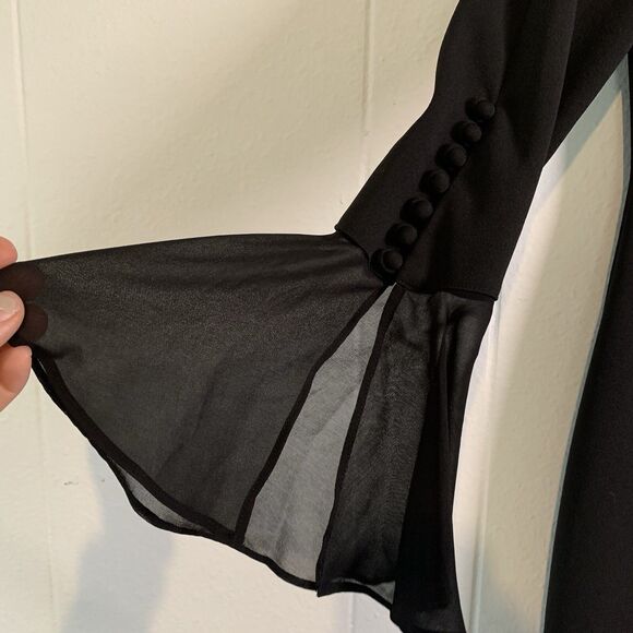 Calvin Klein Womens 12 Dress Black 3/4 Sleeve  Flare Evening Cocktail NEW - Picture 2 of 6